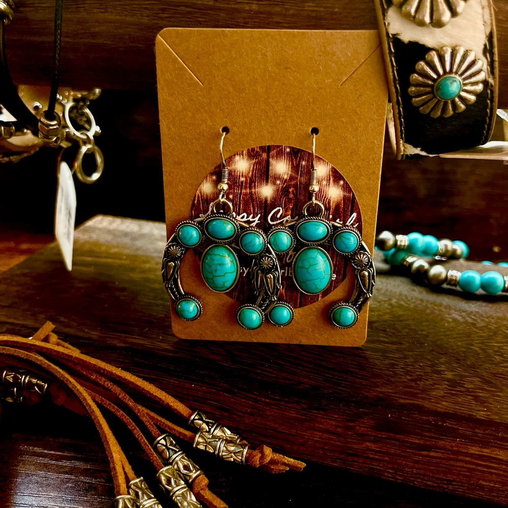 Sassy Cowgirl Naja Turquoise Rock Earrings